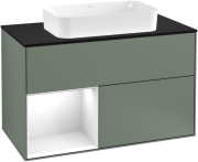 Тумба под раковину Villeroy & Boch Finion 100х50,1 см с подсветкой МДФ оливковый матовый лак/стекло черное матовое F242GFGM