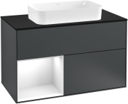 Тумба под раковину Villeroy & Boch Finion 100х50,1 см с подсветкой МДФ темно-синий матовый лак/стекло черное матовое F242GFHG