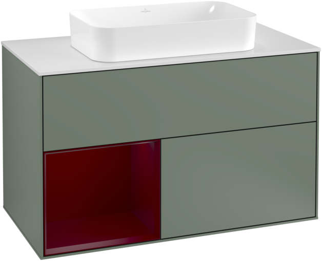 Тумба под раковину Villeroy & Boch Finion 100х50,1 см с подсветкой МДФ оливковый матовый лак/стекло белое матовое F241HBGM