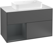 Тумба під раковину Villeroy & Boch Finion 100х50,1 см з підсвічуванням антрацит матовий лак/скло біле матове F241HGGK