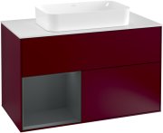 Тумба під раковину Villeroy & Boch Finion 100х50,1 см з підсвічуванням МДФ півонія матовий лак/скло біле матове F241HGHB