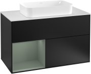 Тумба під раковину Villeroy & Boch Finion 100х50,1 см із підсвічуванням МДФ чорний матовий лак/скло біле матове F241GMPD