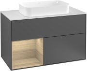 Тумба под раковину Villeroy & Boch Finion 100х50,1 см с подсветкой МДФ антрацит матовый лак/стекло белое матовое F241PCGK