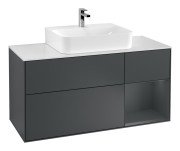 Тумба під раковину Villeroy & Boch Finion 120х50,1 см із підсвічуванням МДФ темно-синій матовий лак/скло біле матове F171HGHG