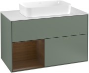 Тумба под раковину Villeroy & Boch Finion 100х50,1 см с подсветкой МДФ оливковый матовый лак/стекло белое матовое F241GNGM