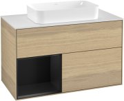 Тумба під раковину Villeroy & Boch Finion 100х50,1 см із підсвічуванням МДФ шпон дуба/скло біле матове F241PDPC