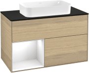 Тумба под раковину Villeroy & Boch Finion 100х50,1 см с подсветкой МДФ шпон дуба/стекло черное матовое F242GFPC