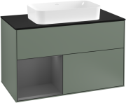 Тумба под раковину Villeroy & Boch Finion 100х50,1 см с подсветкой МДФ оливковый матовый лак/стекло черное матовое F242GKGM