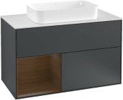Тумба под раковину Villeroy & Boch Finion 100х50,1 см с подсветкой МДФ темно-синий матовый лак/стекло белое матовое F241GNHG
