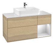 Тумба під раковину Villeroy & Boch Finion 120х50,1 см із підсвічуванням МДФ шпон дуба/скло біле матове F171MTPC