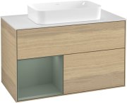 Тумба під раковину Villeroy & Boch Finion 100х50,1 см із підсвічуванням МДФ шпон дуба/скло біле матове F241GMPC