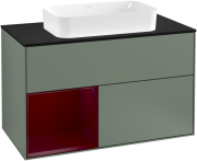 Тумба под раковину Villeroy & Boch Finion 100х50,1 см с подсветкой МДФ оливковый матовый лак/стекло черное матовое F242HBGM