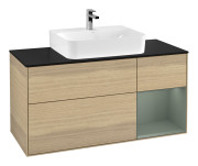 Тумба под раковину Villeroy & Boch Finion 120х50,1 см с подсветкой МДФ шпон дуба/стекло черное матовое F172GMPC