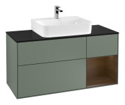 Тумба под раковину Villeroy & Boch Finion 120х50,1 см с подсветкой МДФ оливковый матовый лак/стекло черное матовое F172GNGM