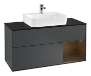 Тумба под раковину Villeroy & Boch Finion 120х50,1 см с подсветкой МДФ темно-синий матовый лак/стекло черное матовое F172GNHG