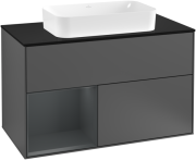 Тумба под раковину Villeroy & Boch Finion 100х50,1 см с подсветкой МДФ антрацит матовый лак/стекло черное матовое F242HGGK