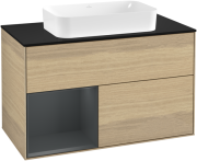 Тумба под раковину Villeroy & Boch Finion 100х50,1 см с подсветкой МДФ шпон дуба/стекло черное матовое F242HGPC