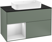 Тумба под раковину Villeroy & Boch Finion 100х50,1 см с подсветкой МДФ оливковый матовый лак/стекло черное матовое F242MTGM