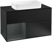 Тумба под раковину Villeroy & Boch Finion 100х50,1 см с подсветкой МДФ черный матовый лак/стекло черное матовое F242HGPD