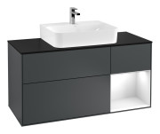 Тумба під раковину Villeroy & Boch Finion 120х50,1 см із підсвічуванням МДФ темно-синій матовий лак/скло чорне матове F172GFHG