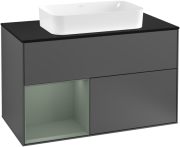 Тумба под раковину Villeroy & Boch Finion 100х50,1 см с подсветкой МДФ антрацит матовый лак/стекло черное матовое F242GMGK