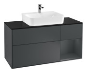 Тумба под раковину Villeroy & Boch Finion 120х50,1 см с подсветкой МДФ темно-синий матовый лак/стекло черное матовое F172HGHG