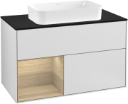 Тумба под раковину Villeroy & Boch Finion 100х50,1 см с подсветкой МДФ белый матовый лак/стекло черное матовое F242PCMT