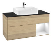 Тумба под раковину Villeroy & Boch Finion 120х50,1 см с подсветкой МДФ шпон дуба/стекло черное матовое F172GFPC