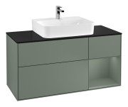 Тумба под раковину Villeroy & Boch Finion 120х50,1 см с подсветкой МДФ оливковый матовый лак/стекло черное матовое F172GMGM