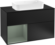 Тумба под раковину Villeroy & Boch Finion 100х50,1 см с подсветкой МДФ черный матовый лак/стекло черное матовое F242GMPD