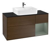 Тумба под раковину Villeroy & Boch Finion 120х50,1 см с подсветкой МДФ шпон грецкого ореха/стекло черное матовое F172GMGN