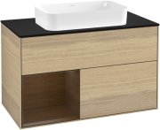 Тумба под раковину Villeroy & Boch Finion 100х50,1 см с подсветкой МДФ шпон дуба/стекло черное матовое F242GNPC