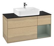 Тумба під раковину Villeroy & Boch Finion 120х50,1 см із підсвічуванням МДФ шпон дуба/скло чорне матове F172GMPC