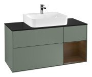 Тумба під раковину Villeroy & Boch Finion 120х50,1 см із підсвічуванням МДФ оливковий матовий лак/скло чорне матове F172GNGM