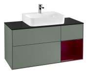 Тумба під раковину Villeroy & Boch Finion 120х50,1 см із підсвічуванням МДФ оливковий матовий лак/скло чорне матове F172HBGM