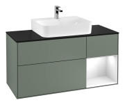 Тумба під раковину Villeroy & Boch Finion 120х50,1 см із підсвічуванням МДФ оливковий матовий лак/скло чорне матове F172GFGM