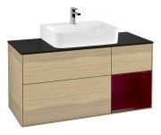 Тумба під раковину Villeroy & Boch Finion 120х50,1 см із підсвічуванням МДФ шпон дуба/скло чорне матове F172HBPC