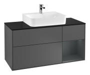 Тумба під раковину Villeroy & Boch Finion 120х50,1 см із підсвічуванням МДФ антрацит матовий лак/скло чорне матове F172HGGK
