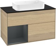 Тумба под раковину Villeroy & Boch Finion 100х50,1 см с подсветкой МДФ шпон дуба/стекло черное матовое F242HGPC