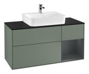 Тумба під раковину Villeroy & Boch Finion 120х50,1 см із підсвічуванням МДФ оливковий матовий лак/скло чорне матове F172HGGM