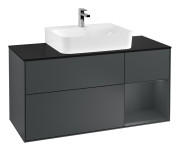 Тумба під раковину Villeroy & Boch Finion 120х50,1 см із підсвічуванням МДФ темно-синій матовий лак/скло чорне матове F172HGHG