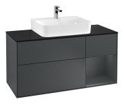 Тумба под раковину Villeroy & Boch Finion 120х50,1 см с подсветкой МДФ темно-синий матовый лак/стекло черное матовое F172HGHG