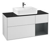 Тумба під раковину Villeroy & Boch Finion 120х50,1 см із підсвічуванням МДФ білий матовий лак/скло чорне матове F172HGMT