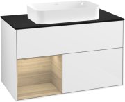 Тумба под раковину Villeroy & Boch Finion 100х50,1 см с подсветкой МДФ глянцевый белый лак/стекло черное матовое F242PCGF