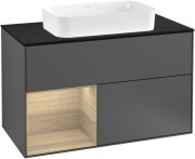 Тумба под раковину Villeroy & Boch Finion 100х50,1 см с подсветкой МДФ антрацит матовый лак/стекло черное матовое F242PCGK