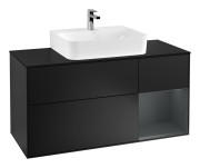 Тумба під раковину Villeroy & Boch Finion 120х50,1 см із підсвічуванням МДФ чорний матовий лак/скло чорне матове  F172HGPD
