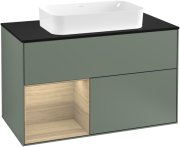 Тумба под раковину Villeroy & Boch Finion 100х50,1 см с подсветкой МДФ оливковый матовый лак/стекло черное матовое F242PCGM