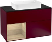 Тумба под раковину Villeroy & Boch Finion 100х50,1 см с подсветкой МДФ пион матовый лак/стекло черное матовое F242PCHB