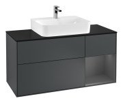 Тумба под раковину Villeroy & Boch Finion 120х50,1 см с подсветкой МДФ темно-синий матовый лак/стекло черное матовое F172GKHG