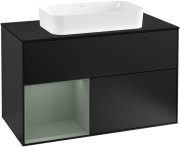 Тумба под раковину Villeroy & Boch Finion 100х50,1 см с подсветкой МДФ черный матовый лак/стекло черное матовое F242GMPD